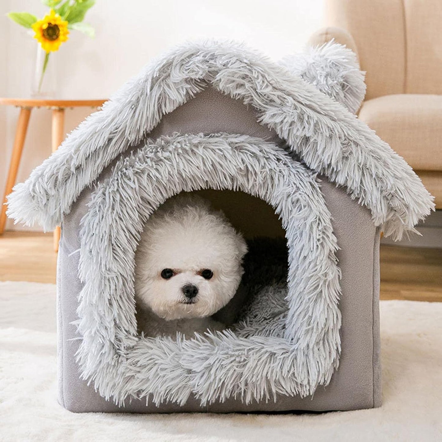 Niche Chien - ComfortableDogHouse™ - Gris Fourrure - Repos Chien