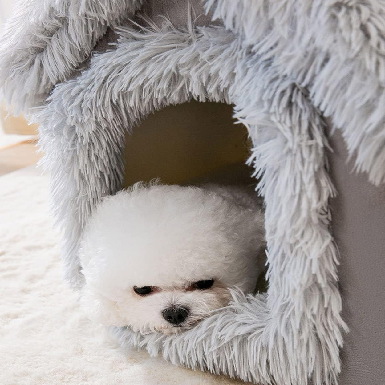 Niche Chien - ComfortableDogHouse™ - Gris Fourrure - Repos Chien